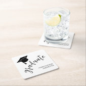 Minimalist Grad Cap Black & White Graduation Kartonnen Onderzetters (Insitu)