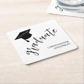 Minimalist Grad Cap Black & White Graduation Kartonnen Onderzetters (Schuin)