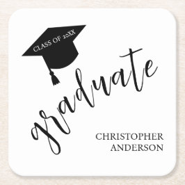 Minimalist Grad Cap Black & White Graduation Kartonnen Onderzetters