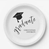 Minimalist Grad Cap Black & White Graduation Papieren Bordje (Voorkant)