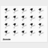 Minimalist Grad Cap Black & White Graduation Ronde Sticker (Vel)