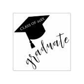 Minimalist Grad Cap Black & White Graduation Rubberstempel (Afrduk)