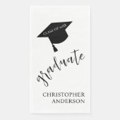 Minimalist Grad Cap Black & White Graduation Servet (Voorkant)