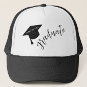 Minimalist Grad Cap Black & White Graduation Trucker Pet (Voorkant)
