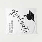 Minimalist Grad Cap Black & White Graduation Wandkleed (Voorkant (horizontaal))