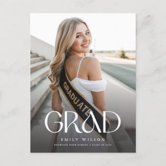 Minimalist Grad Photo Graduation Announcement Briefkaart