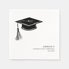 Minimalist Graduation Cap Grad Party Servet