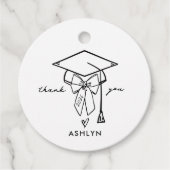 Minimalist Graduation Cap with Bow Custom Bedankjes Labels (Voorkant)