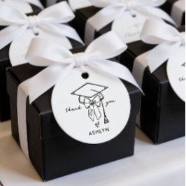 Minimalist Graduation Cap with Bow Custom Bedankjes Labels