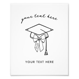 Minimalist Graduation Cap with Bow Sign Foto Afdruk