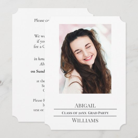 Minimalist Graduation Party Photo  Kaart (Voorkant / Achterkant)