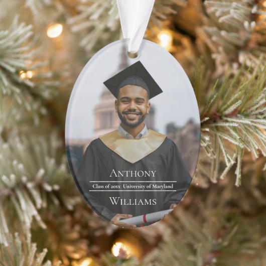 Minimalist Graduation Photo Oval Ornament (Boom)