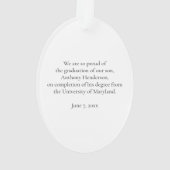 Minimalist Graduation Photo Oval Ornament (achterkant)