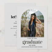 Minimalist Graduation Photo Party Invitation Aankondiging (Voorkant / Achterkant)