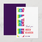 Minimalist graduation stripe pattern bedankkaart (Voorkant / Achterkant)