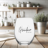 Minimalist Grandma EST | Nieuw oma cadeau Wijnglas Zonder Voet