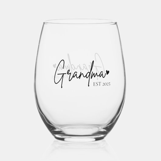 Minimalist Grandma EST | Nieuw oma cadeau Wijnglas Zonder Voet (Voorkant)