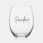 Minimalist Grandma EST | Nieuw oma cadeau Wijnglas Zonder Voet (Achterkant)