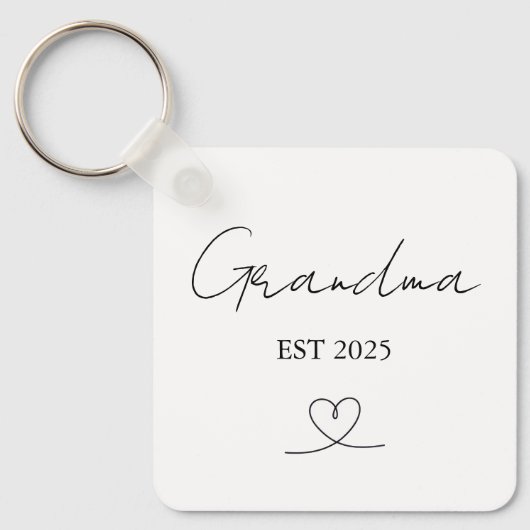 Minimalist Grandma EST Year | Custom Keychain (Voorkant)