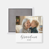 Minimalist Grandma Established Black Script Text Magneet (Voorkant / Achterkant)