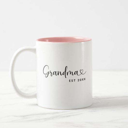 Minimalist Grandma Established Elegant Script  Tweekleurige Koffiemok (Links)