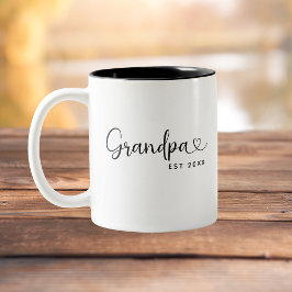 Minimalist Grandpa Established Elegant Script  Tweekleurige Koffiemok