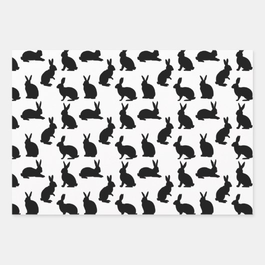 Minimalist Graphic Bunny Pattern In Black Easter Inpakpapier Vel (Voorkant 2)