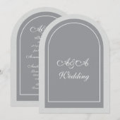 Minimalist Gray and Light Gray Arch Wedding  Kaart (Voorkant / Achterkant)