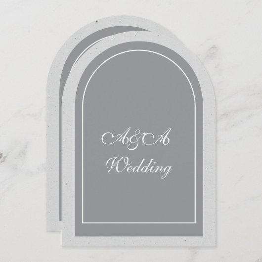 Minimalist Gray and Light Gray Arch Wedding  Kaart (Voorkant / Achterkant)