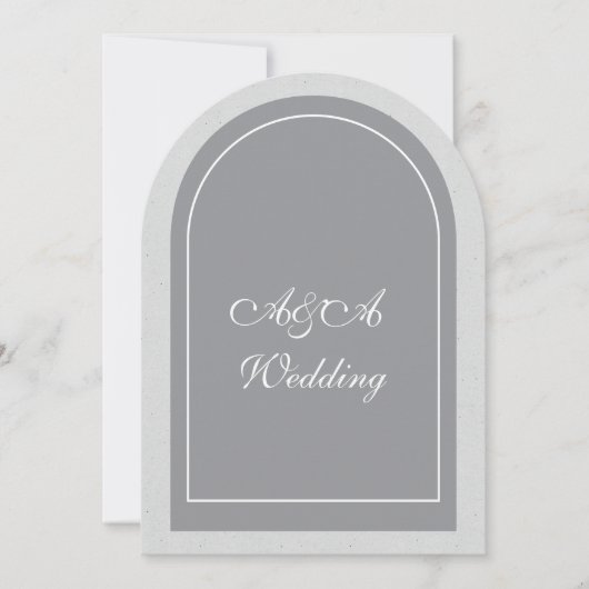 Minimalist Gray and Light Gray Arch Wedding  Kaart (Voorkant)