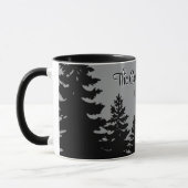 Minimalist gray black pine tree silhouette mok (Links)