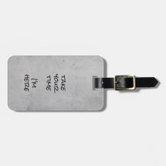 Minimalist Gray Concrete Black Script and Text Bagagelabel (Voorkant horizontaal)