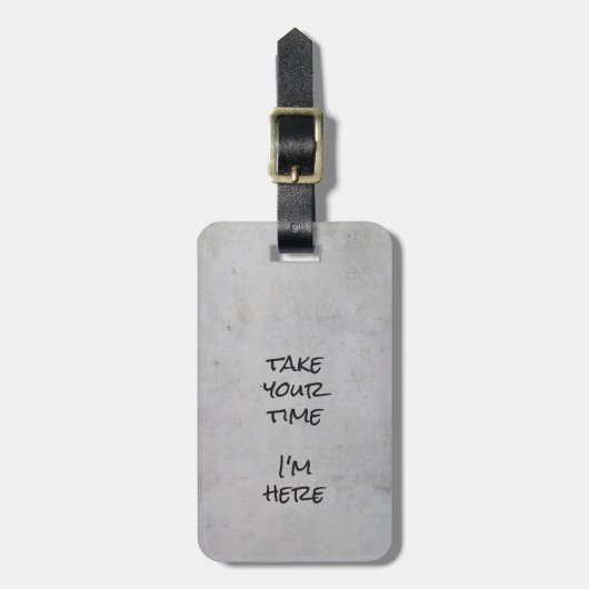 Minimalist Gray Concrete Black Script and Text Bagagelabel (Voorkant verticaal)