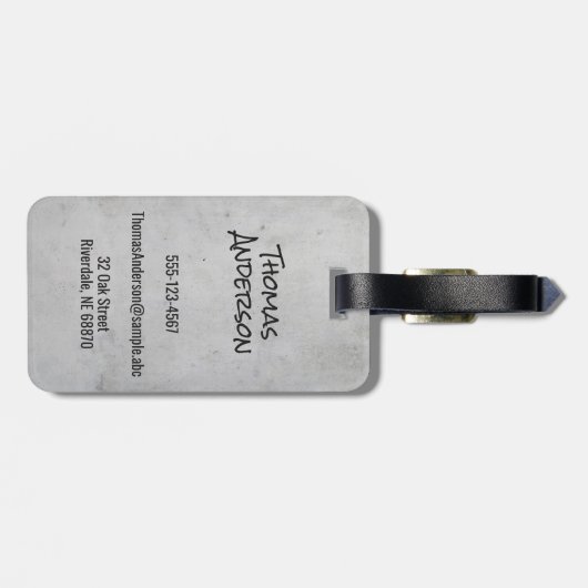 Minimalist Gray Concrete Black Script and Text Bagagelabel (Achterkant horizontaal)