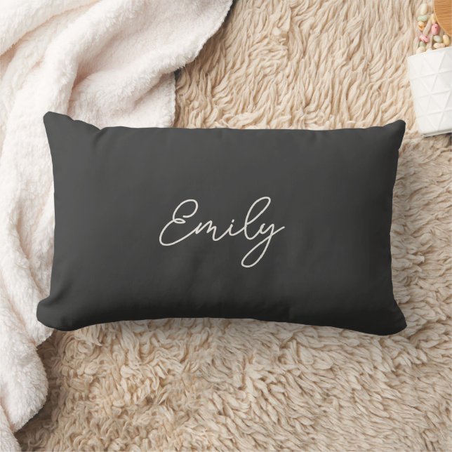 Minimalist Gray Script Name Dorm Pillow  Kussen (Deken)