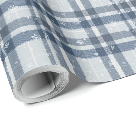 Minimalist Gray & Silver Winter Plaid Cadeaupapier (Rol Hoek)