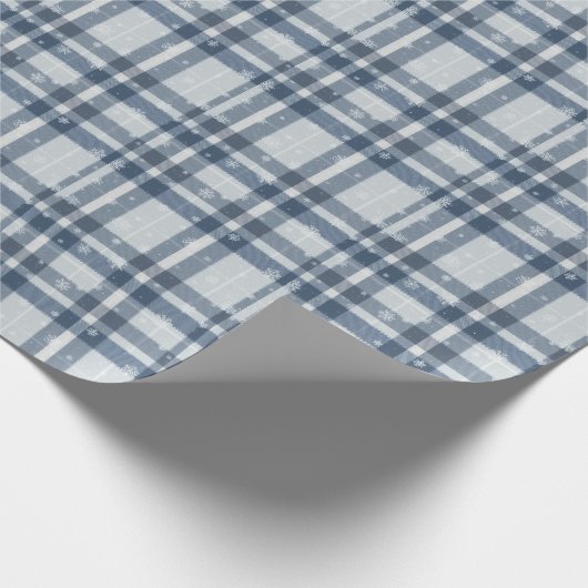 Minimalist Gray & Silver Winter Plaid Cadeaupapier (Hoek)