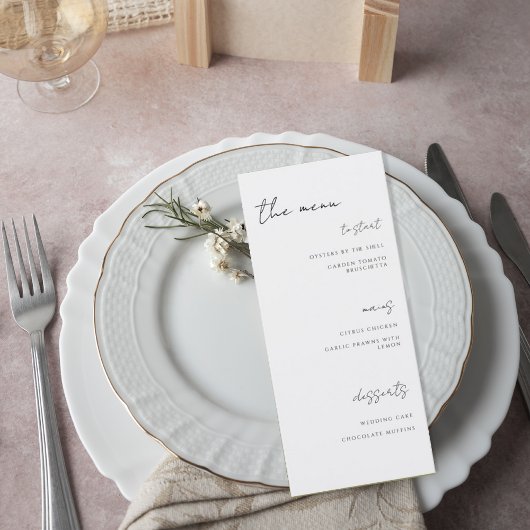 Minimalist Gray Wedding Menu