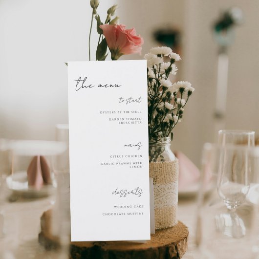 Minimalist Gray Wedding Menu
