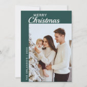 Minimalist Green 2 Foto Vrolijk Kerstfeest Feestdagenkaart (Voorkant)