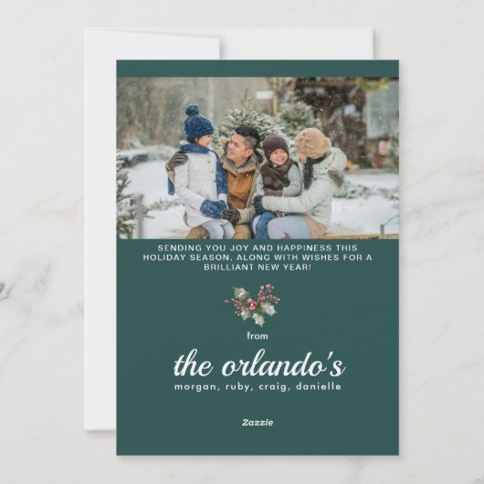 Minimalist Green 2 Foto Vrolijk Kerstfeest Feestdagenkaart (Achterkant)