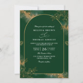 Minimalist Green and Gold Modern QR Code Wedding Kaart (Voorkant)
