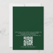 Minimalist Green and Gold Modern QR Code Wedding Kaart (Achterkant)