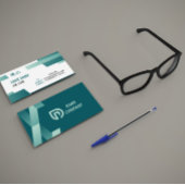 Minimalist Green and White Professional Business C Visitekaartje