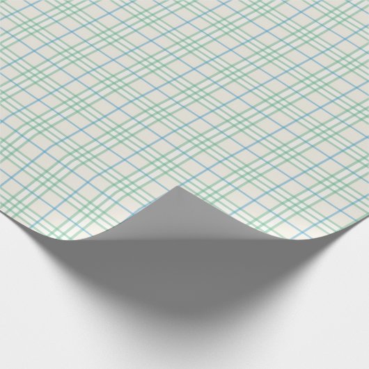 Minimalist Green & Blue Grid PatternWrapping Paper Cadeaupapier (Hoek)