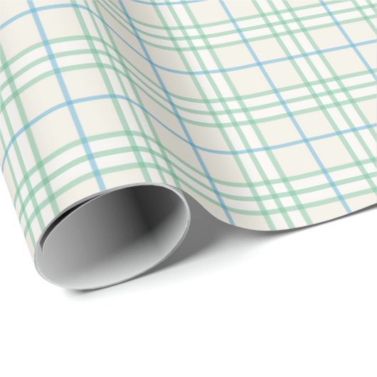 Minimalist Green & Blue Grid PatternWrapping Paper Cadeaupapier (Rol Hoek)
