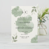 Minimalist Green Botanical Wedding Invitation Kaart (Staand voorkant)