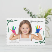 Minimalist Green Bows Blessing Christmas Kaart (Staand voorkant)