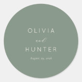 Minimalist Green Calligraphy Ronde Sticker (Voorkant)