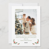 Minimalist Green Christmas Bow Ribbon 2 Photo Feestdagenkaart (Achterkant)